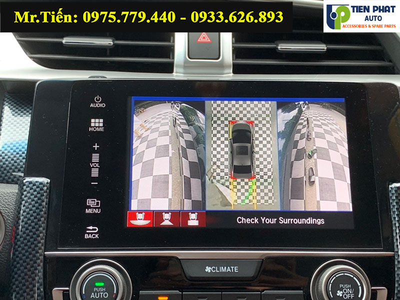 CHUYÊN LẮP CAMERA 360 ĐỘ DCT cho xe HONDA CIVIC 2018 – 2019| Tienphatauto.com.vn